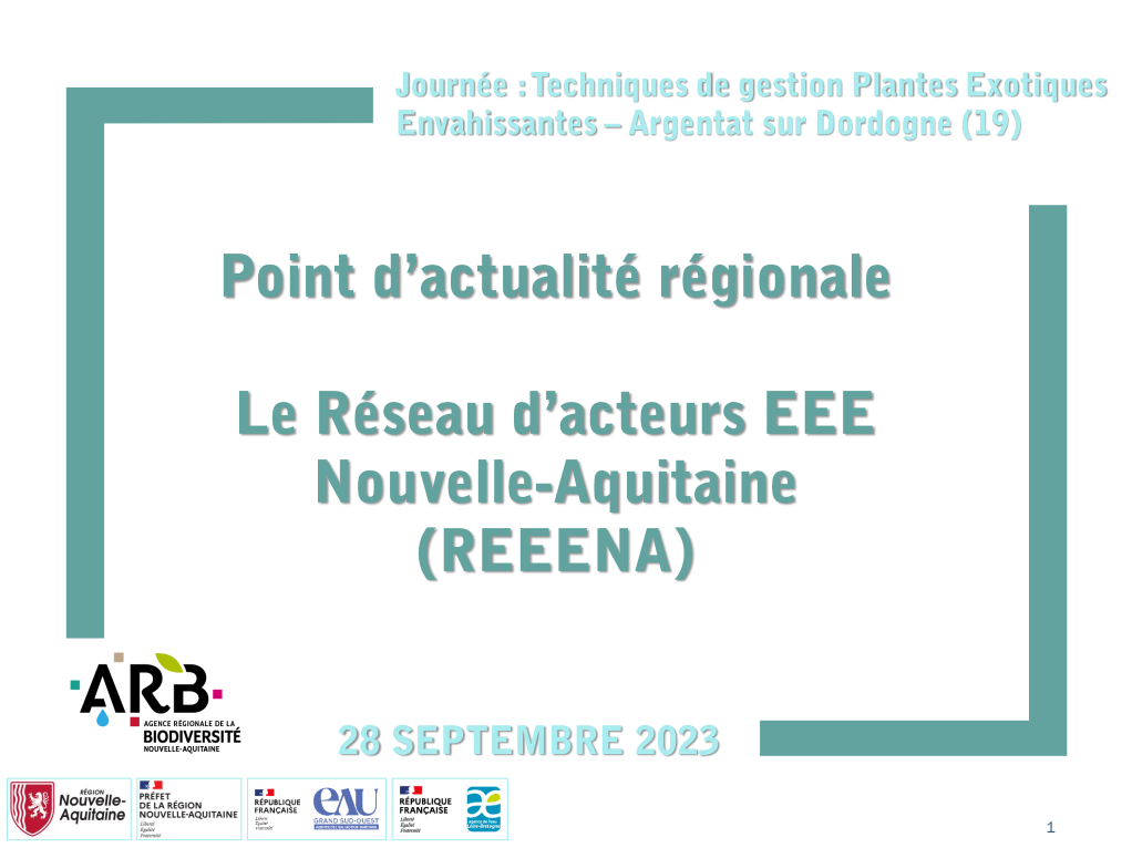 Point d'actualité régionale - Le Réseau d'acteurs EEE Nouvelle-Aquitaine