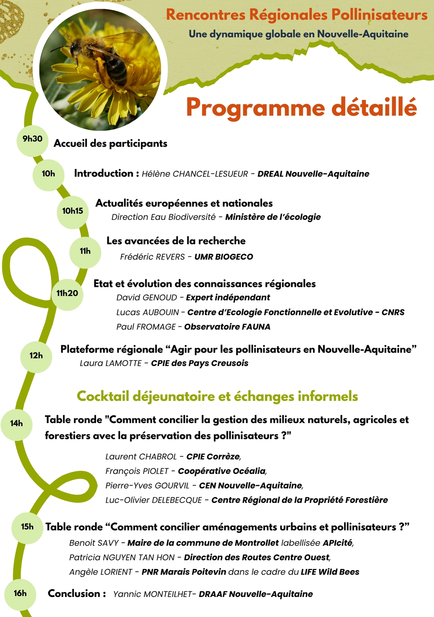 Programme complet des rencontres régionales pollinisateurs du 18 novembre 2025 au Lycée de l'Oisellerie - La Couronne