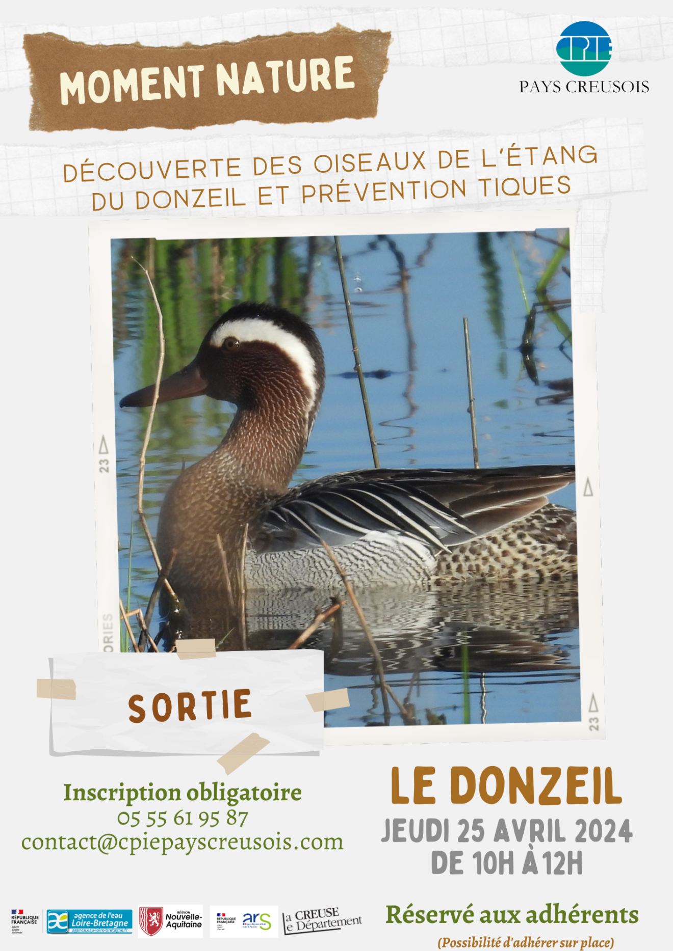 Découverte des oiseaux de l’Étang du Donzeil et prévention tiques