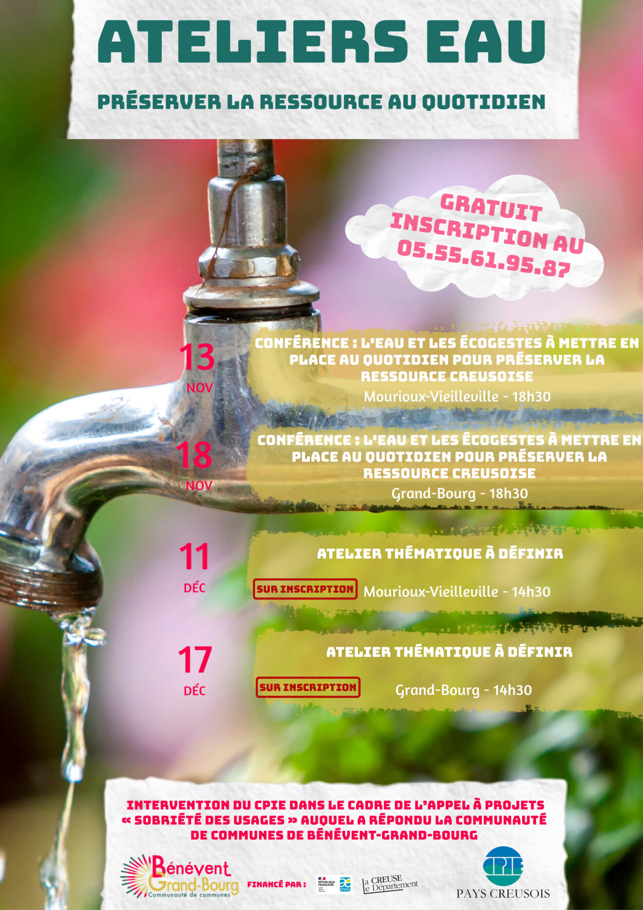 Conférence : l'eau et les écogestes à mettre en place au quotidien pour préserver la ressource creusoise