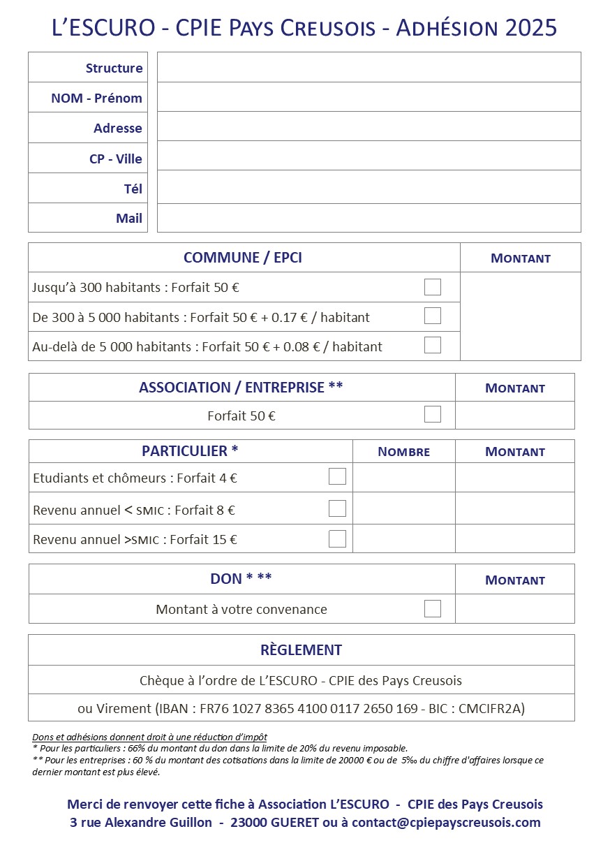 Fiche adhésion 2025